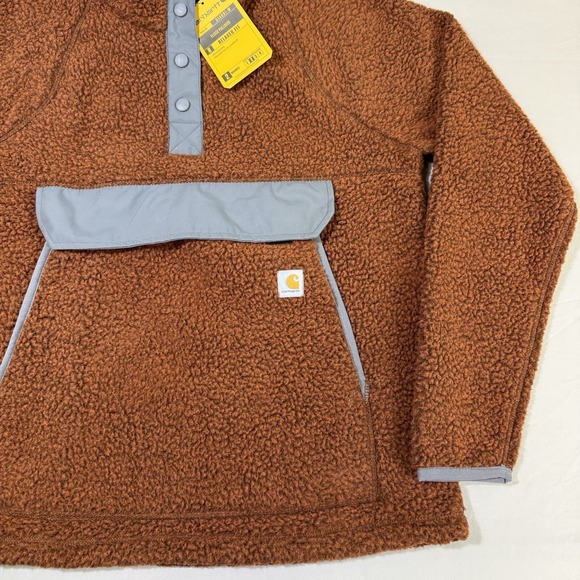 Carhartt Sherpa Fleece 1/4 Snap Pullover Womens Medium Kangaroo Pocket Warm NWT - Picture 6 of 16